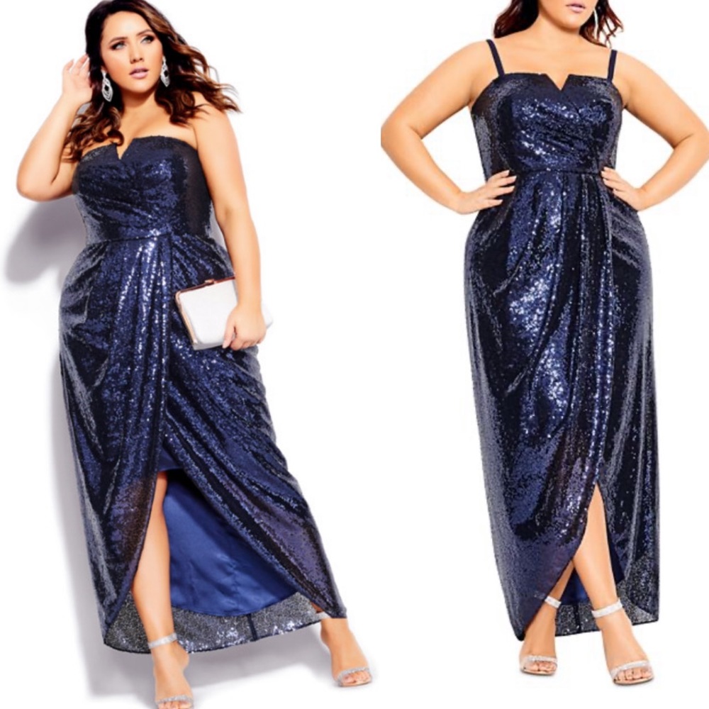 CITY CHIC Sequin Siren Maxi Dress